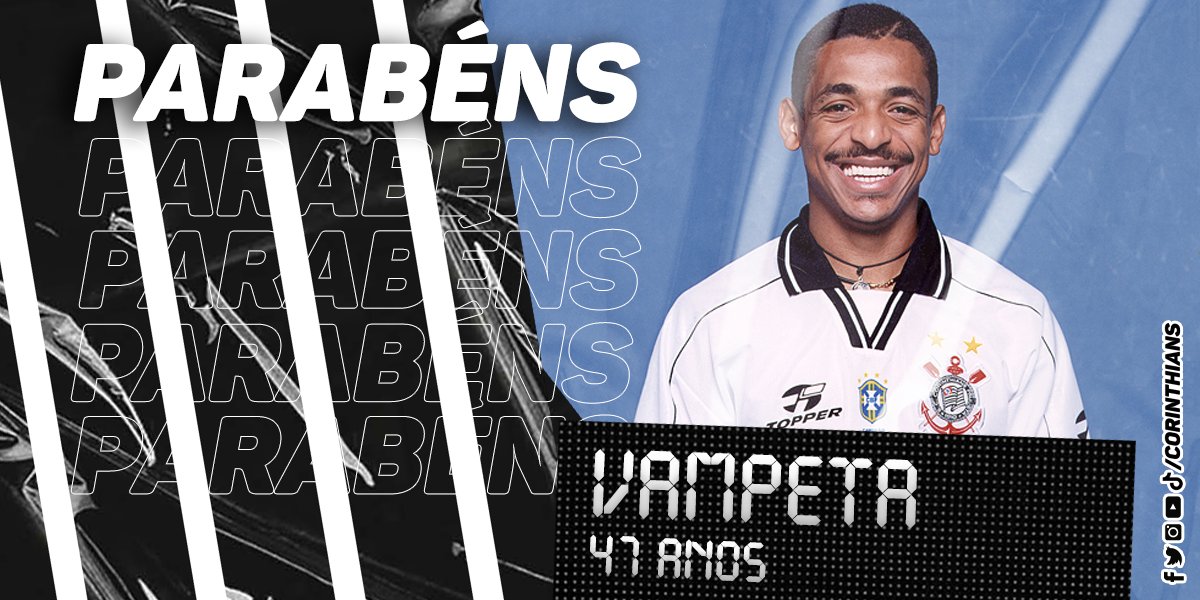 Neste sábado, Vampeta completa 47 anos; Corinthians parabeniza o ex-volante. (Foto: Reprodução/Corinthians)