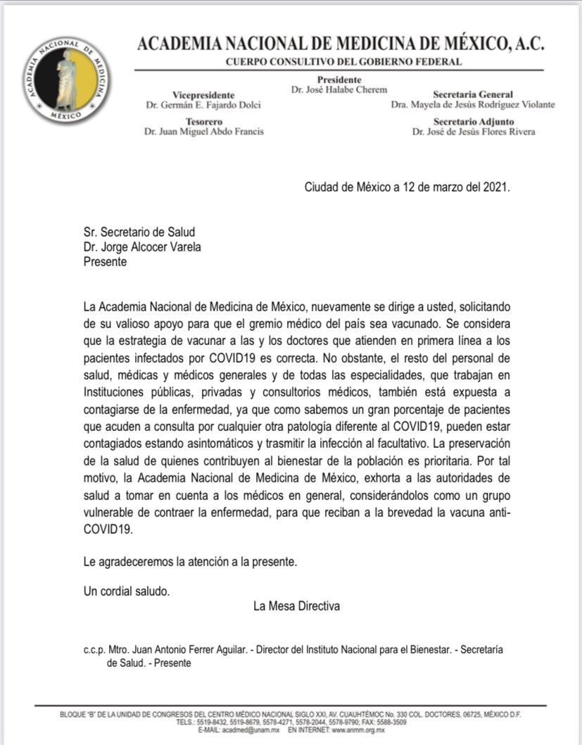 medicosergio's tweet photo. 👏Hoy Academia Nacional de Medicina @ANacionalMed llama a vacunar a todo el personal de salud. 
👉Todo el personal de salud mexicano es prioridad.
#soymedicoyaunnomehanvacunado RT 🙏 https://t.co/xXXoTAziFl
