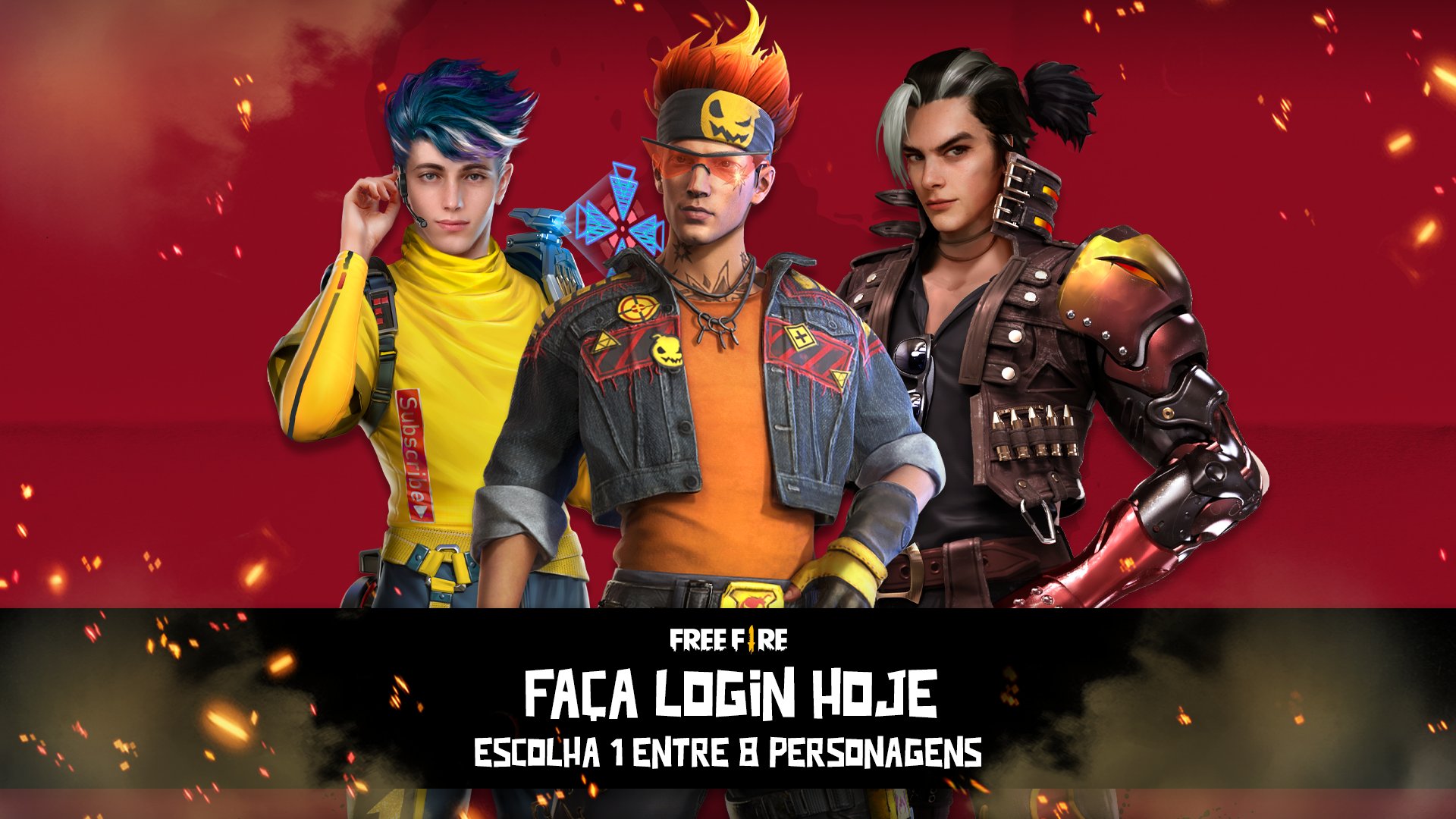 Garena Free Fire - Escolha um personagem permanente só fazendo login hoje!  Qual você vai escolher?