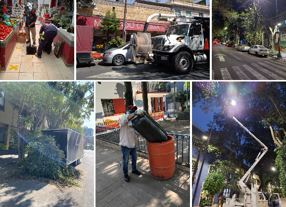 AlcCuauhtemocMx's tweet photo. Trabajamos con el desazolve de pozos🕳 en las calles de #Sinaloa, #Manzanillo, #Pachuca y al interior del #MercadoColima en las colonias #RomaSur #RomaNorte y #Condesa, reparación de luminarias💡, poda y limpieza en calles de la demarcación #DirecciónTerritorial #RomaCondesa. https://t.co/QEKpGcY9eT