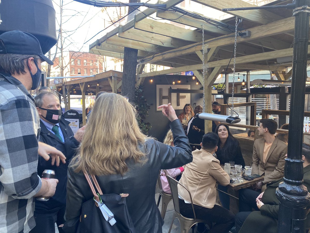 KGforNYC's tweet photo. This morning, Broadway performers came together for a pop-up show in @TimesSquareNYC—&amp; I was lucky enough to catch the after party! Shows like this are exactly what we need more of. Let’s turn our parks &amp; plazas into stages — &amp; bring joy back to our streets. #ReopentoStayOpen https://t.co/buYLiqh1oD