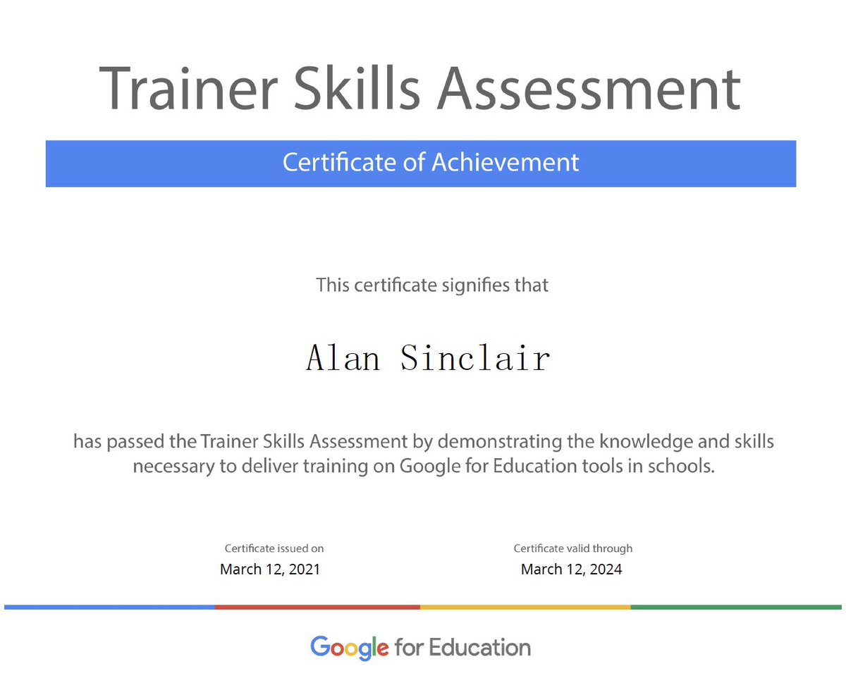 MrA_Sinclair's tweet photo. One step closer to Google Certified Trainer! #Googleiscious #pass #GoogleEDU #GoogleSkills #DigitalLearning #digitalskills #edtech #SLCGCT2 #GoogleTrainerjourney #onestepcloser #achievement #goals #letsdothis https://t.co/usur9wj1Ng