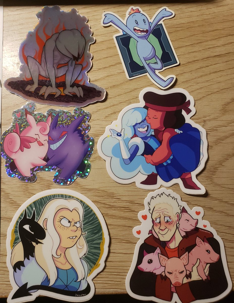 Ay yo, the raffle prizes arrived safely (and fast)!

Thanks again! Stickers look adorable, and Riddle & Trick look amazing!

Send ya love & support to @itsaaudraw, her work is excellent! 