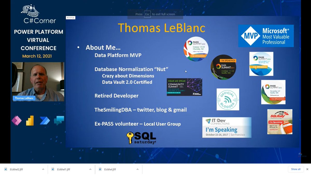 CSharpDotTV's tweet image. C# Corner Power Platform Virtual Conference - Day 4. Welcome @TheSmilingDBA, who is talking about Time Intelligence in Power BI!

Catch him live here&amp;gt;&amp;gt; c-sharpcorner.com/live/

@CsharpCorner #CsharpcornerLive #PowerPlatform #PowerApps #PowerBI #Powerbiweek