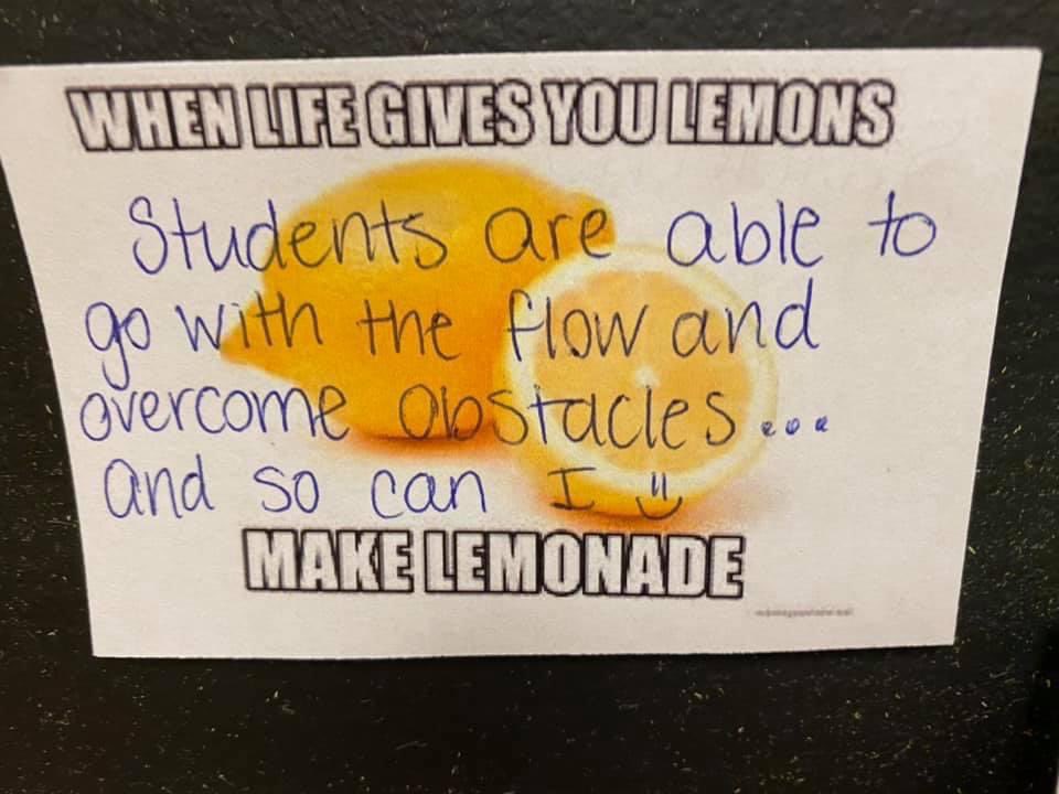 BanksRoadES's tweet image. Today was the one year anniversary of schools changing everything about the way we do things. We decided to focus on how we turned lemons into lemonade and celebrate something we gained from the experience @WCPSS @Southernarea1