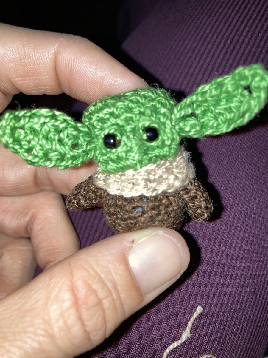 SweetlySmiles's tweet photo. Alrighty all done the tiny crochet baby Yoda  plushy !! https://t.co/7KmUWK9jYD