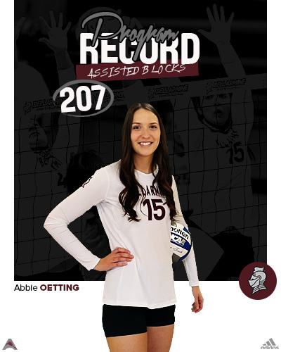 BUKnightsVBall's tweet photo. 🚨 Re-write the record books 🚨

Abbie Oetting is the new all-time program leader for assisted blocks! https://t.co/PvPyRtkQyt