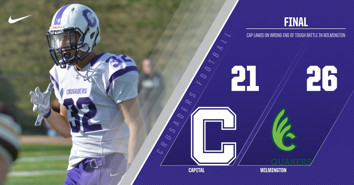 cap_athletics's tweet photo. 🏈 Last ditch effort by @CapitalU_FB falls just short as its Hail Mary pass is disrupted at the goal line. Fightin' Quakers hold on to defeat Cap in the season opener.
More details to come later ...
⚔️ 21
🟢 26
FINAL | #CapFootball #OAC #D3FB #CapFam https://t.co/a9hP12FIgK