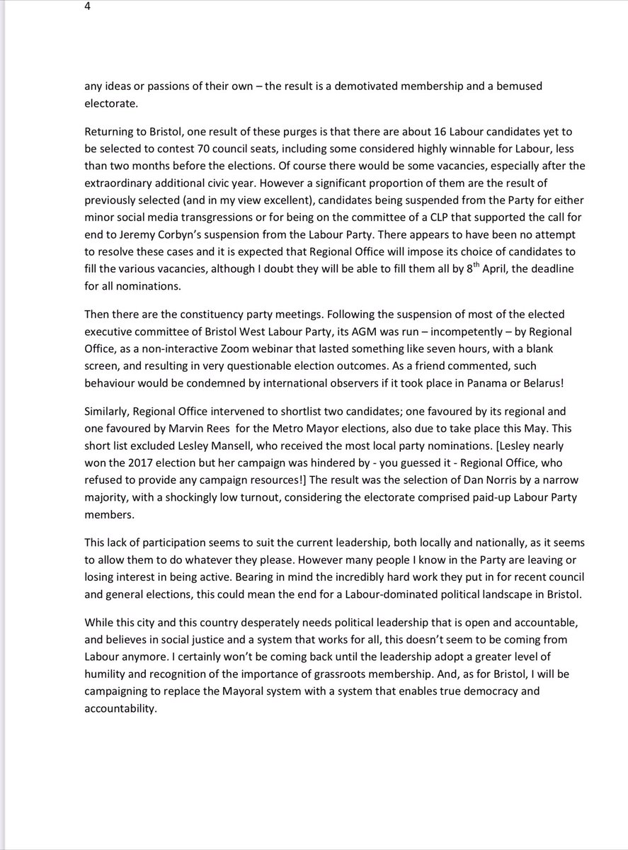 I had to think carefully about publishing this but decided on balance it was the right thing to do. It’s about my experience as a member of the Labour Party and as a member of the Bristol Labour Group of councillors. It’s a bit of a long read - don’t say you weren’t warned!