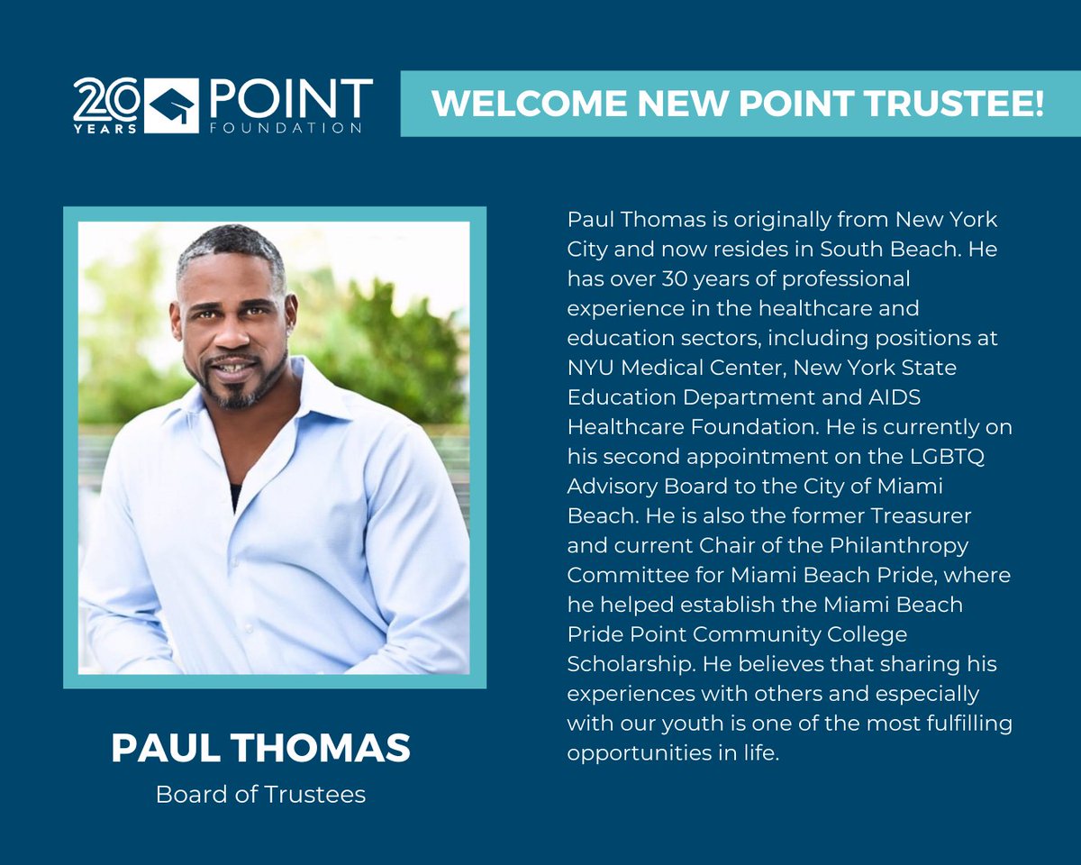 PointFoundation's tweet photo. We are excited to welcome Paul Thomas and @IamLeeGroTV to the #PointFoundation Board of Trustees. ⁠

Learn more ▶️ https://t.co/i7kJrO4ceO https://t.co/SNY7Msi0Ys