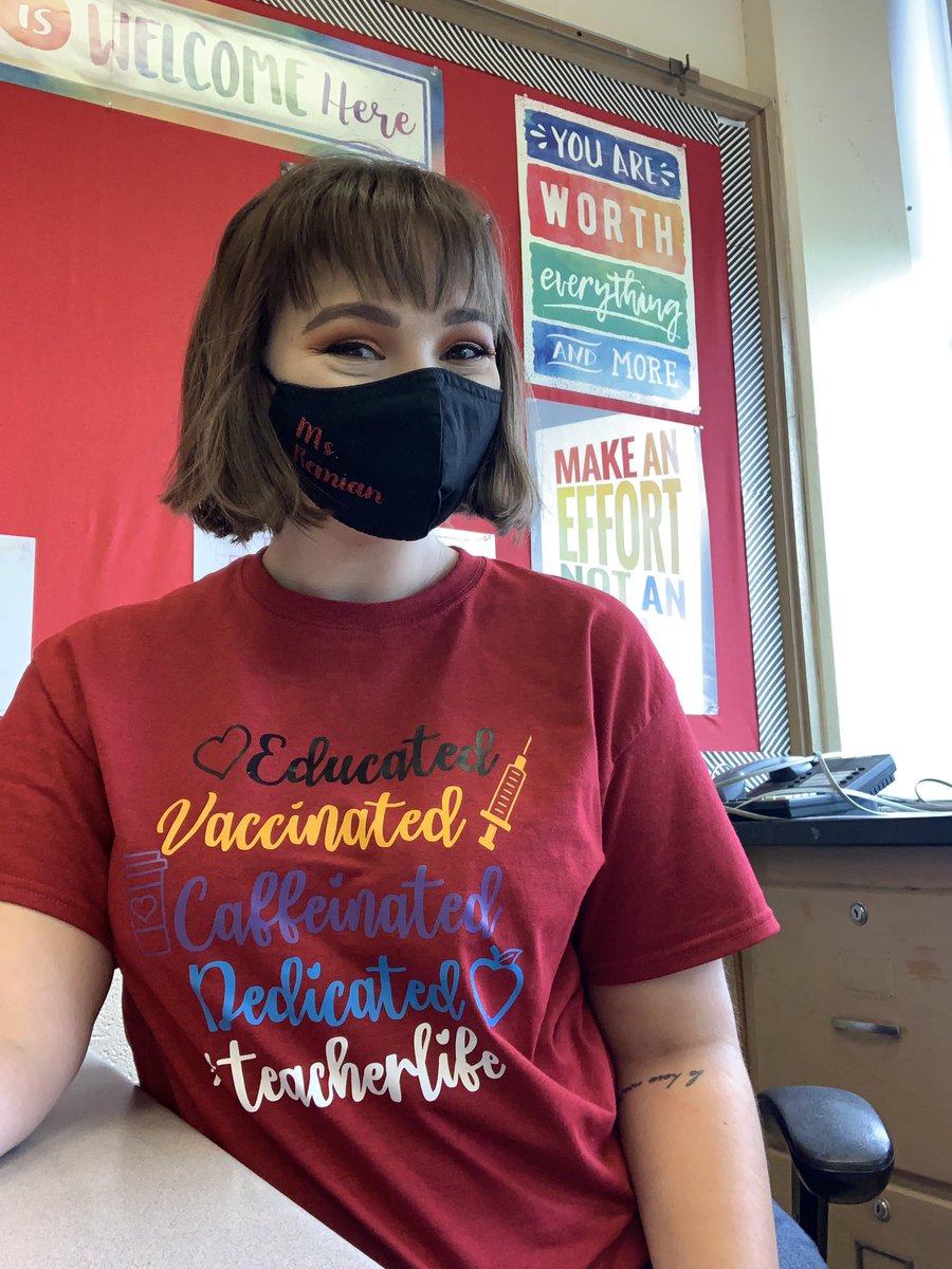MsRemian's tweet photo. I decided that this was a fitting shirt to wear today. After all, it was one year ago when I last had a classroom full of students and I thought we would be back after a two week quarantine. A lot has changed since then, but learning continues! https://t.co/qLIHsKvGGb