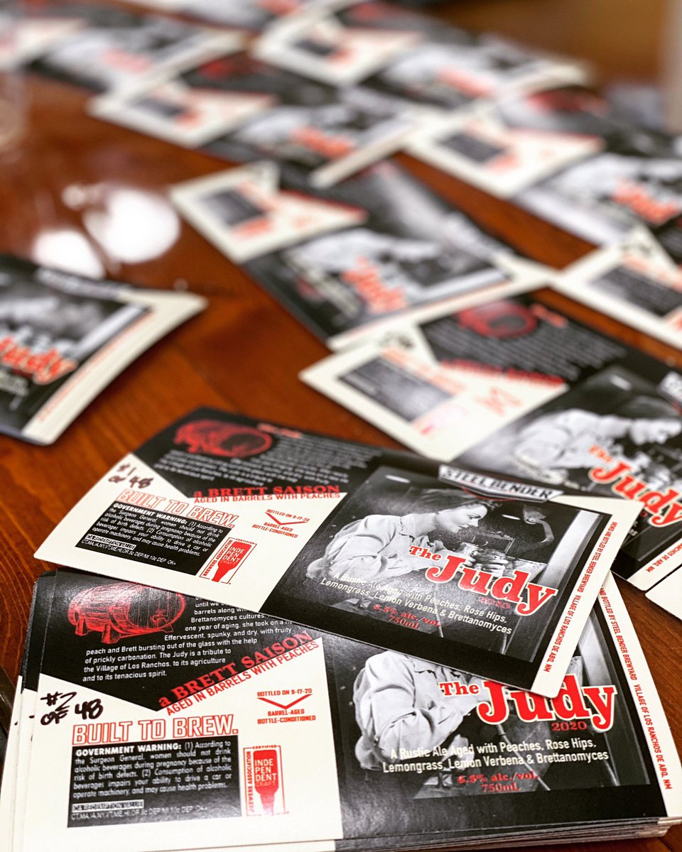 SBBrewyard's tweet photo. Just getting spiffied up for Monday’s 4-Year Anniversary release.
#BuiltToBrew #TheJudy #NMcraftbeer
#abarrelfullofbeer #funkybeer #saison #Brettanomyces #sourbeer #barrelaged #BrettBeer https://t.co/KIPaYI5sP3