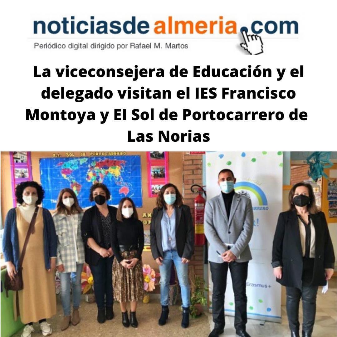✅ La viceconsejera de Educación y el delegado visitan el <a href="/IESFrancMontoya/">IES Francisco Montoya</a> y <a href="/EISoldePortoca2/">E.I. Sol de Portocarrero</a> <a href="/EISoldePortoca1/">EI Sol de Portocarrero</a> de Las Norias de <a href="/EducaAnd/">Consejería Desarrollo Educativo y FP</a> 📲 cutt.ly/fzPw8JV <a href="/ndealmeria/">Noticias de Almería</a> #ESCUELAESPACIODEPAZ @convivenciaesc