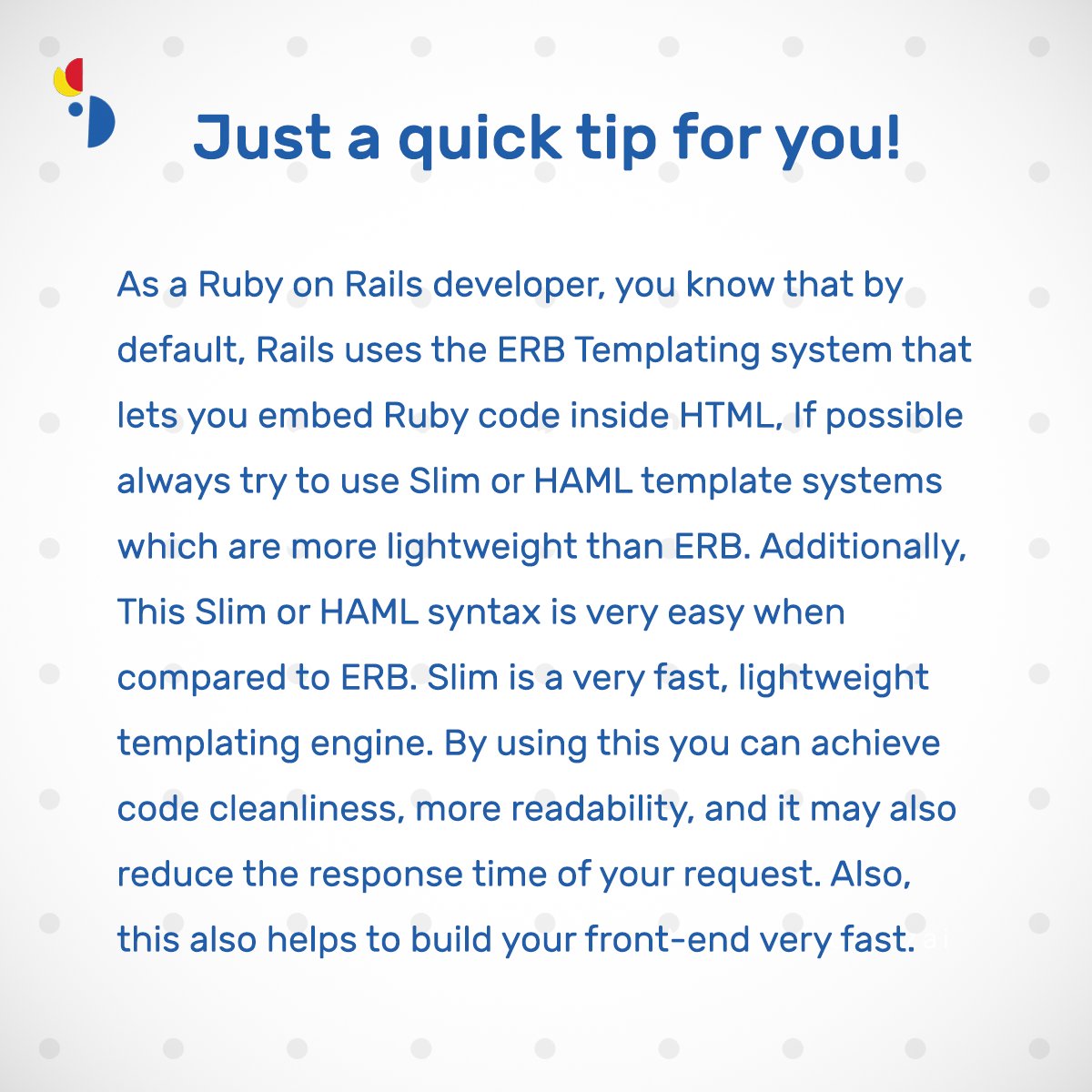 parrolabs's tweet photo. Use Slim or Haml Templating Language for your Views!
#cordinate #programmers #simplecode #softwareengineer #webdev #html #javascript #programming #codeismylife #codenate #rubyonrails #rubyonrailsdev #rubyonrailsdeveloper https://t.co/K51ug0yAmW