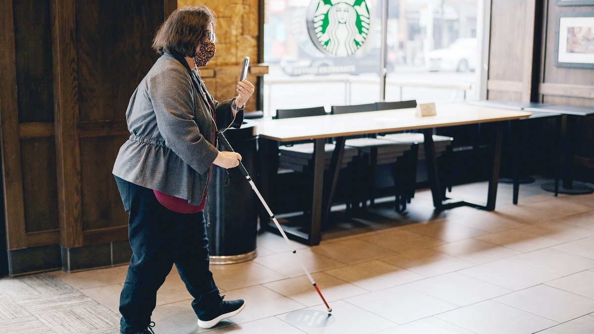 Starbucks's tweet photo. Starting today, Aira—a service that connects blind and low-vision people with remote visual interpreters through an app—is available for free in our US stores.

Learn how we use Aira and inclusive design to create a more accessible customer experience. https://t.co/YNucHJQ7if https://t.co/cJZ8UsljrZ