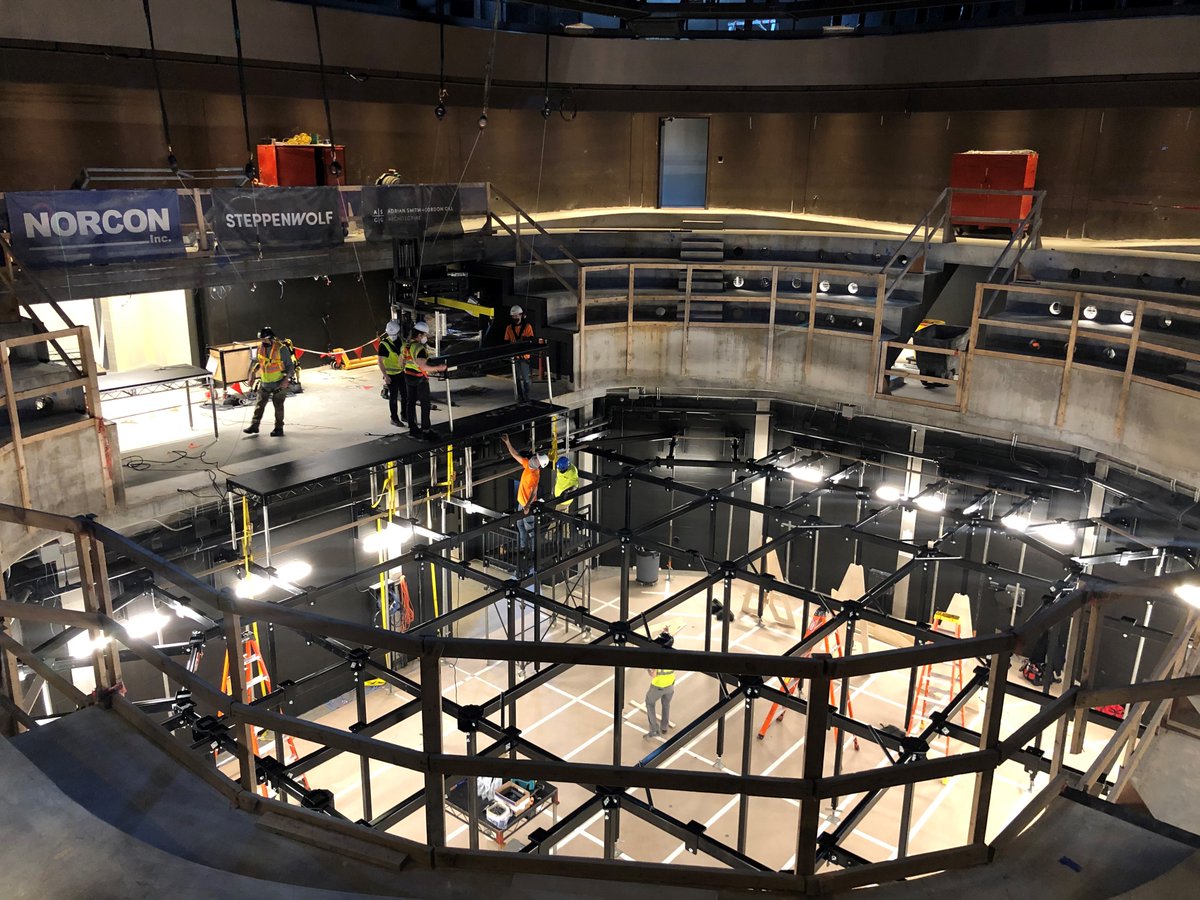 The <a href="/SteppenwolfThtr/">Steppenwolf Theatre</a> Expansion has come a long way in two years. The trap stage structure is going up! And we hope to have some platforms installed next week.
Two years ago - this week - we broke ground on the project.