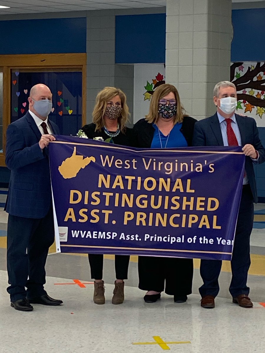 Skyview_Elem's tweet photo. We are bursting with Rocket Pride today as we celebrate Mrs. Sylvester. She was named the FIRST EVER Nationally Distinguished Assistant Principal for West Virginia!!!! https://t.co/SsR3R6lie8