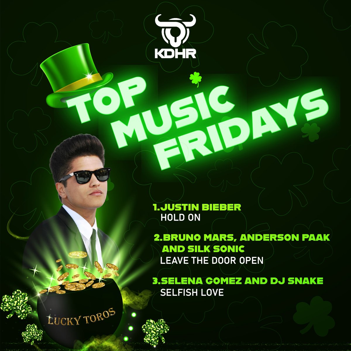 Top 3 songs this week ⭐🎶
1️⃣Hold On- Justin Bieber
2️⃣Leave the Door Open- Bruno Mars, Anderson Park, and Silk Sonic
3️⃣Selfish Love- Selena Gomez and DJ Snake