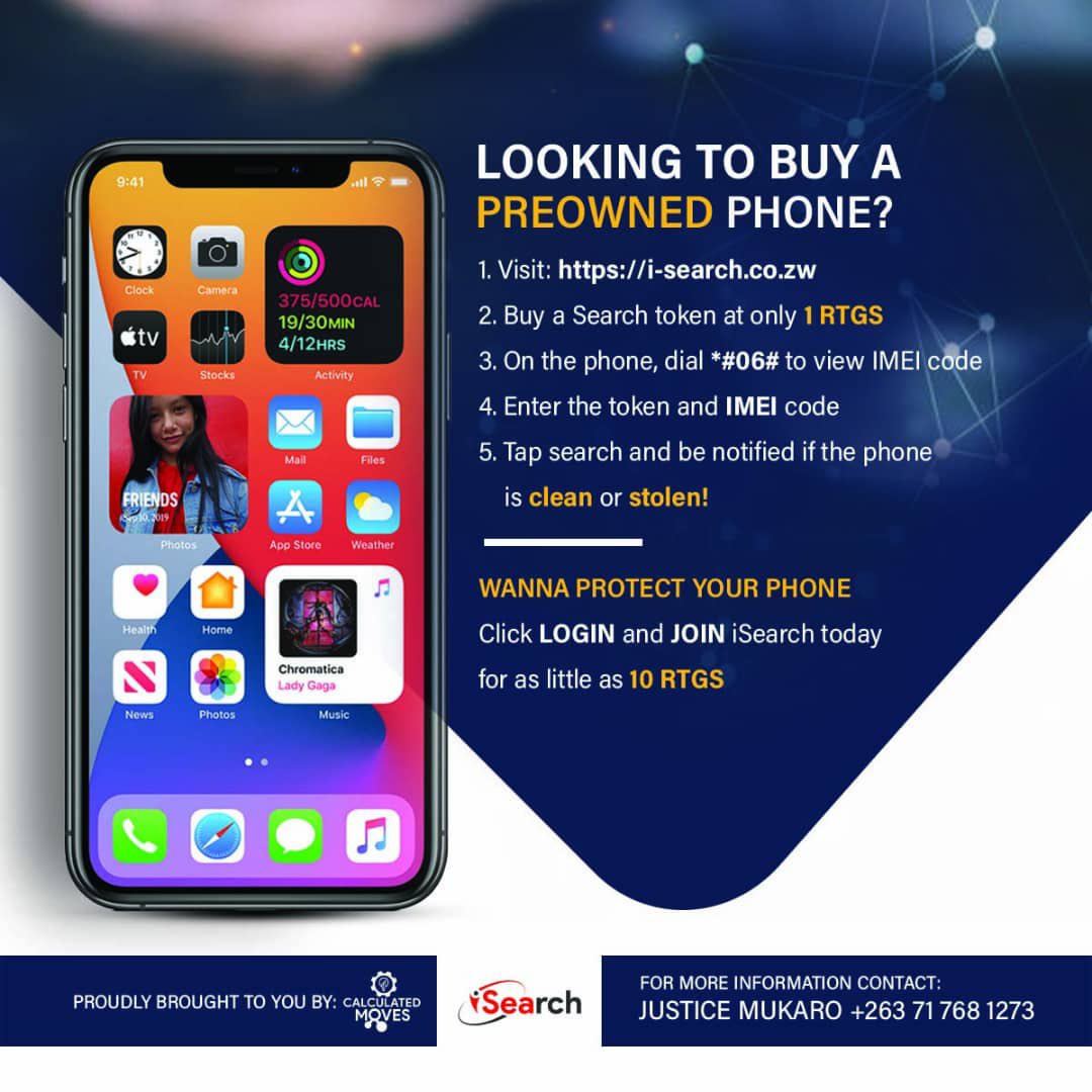 justice_mukaro's tweet photo. 3. Many innocent citizens have unknowingly bought stolen phones and found themselves at the full wrath of the law! Thanks to #iSearch, you can now protect yourself! Next time you are out to buy a phone, first visit: https://t.co/3jOc3o5LF7 https://t.co/sFzglwiVKk