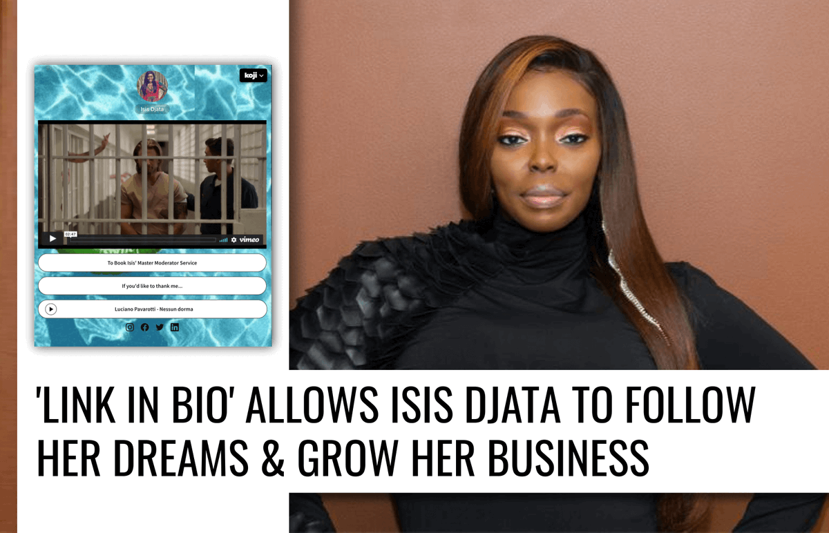 'Link in Bio' Allows Isis Djata to Follow Her Dreams &amp; Grow Her Business - Koji Blog buff.ly/3cpCIPo @isisdjata <a href="/DmitryShapiro/">Dmitry Shapiro</a> @joinClubhouse