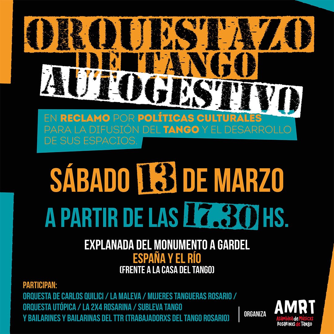TangoSalaClub's tweet photo. Convocamos al #orquestazo de #tango en #rosarioargentina. Es mañana! Ahí estaremos junto a los artistas para apoyarlos en esta lucha 💪
#lamalevaorquesta
#carlosquilici
#MujeresTanguerasRosario
#la_2x4_rosarina
#sublevatango
@CapitanoLeonel
#tangorosario
#tangosalaclub https://t.co/Tk3N1Hnu2q