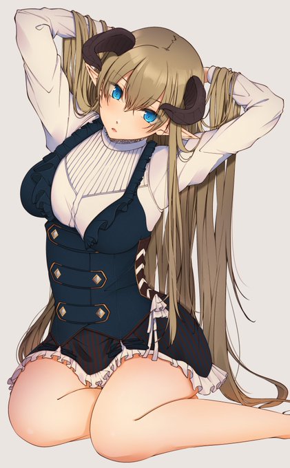 Skebご依頼納品いたしました。NSFW差分と背景は重すぎたのでpixivへ…角のある子はいいねぇ～
もげちゃう所とか想像すると胸が高鳴りますが今回は普通なご依頼です。
https://t.co/vwT9vThinl 