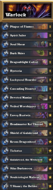 FlixHS's tweet photo. Went 4-1 Day 1 of Masters Tour Ironforge. This Prime into Bluegrill was the only thing that was able to ruin the 5-0 :(
@Zyrios7 baited me into Tickatus Warlock and it was the real MVP,  i didn't lose a single game with it. https://t.co/eZaGIQGGlX