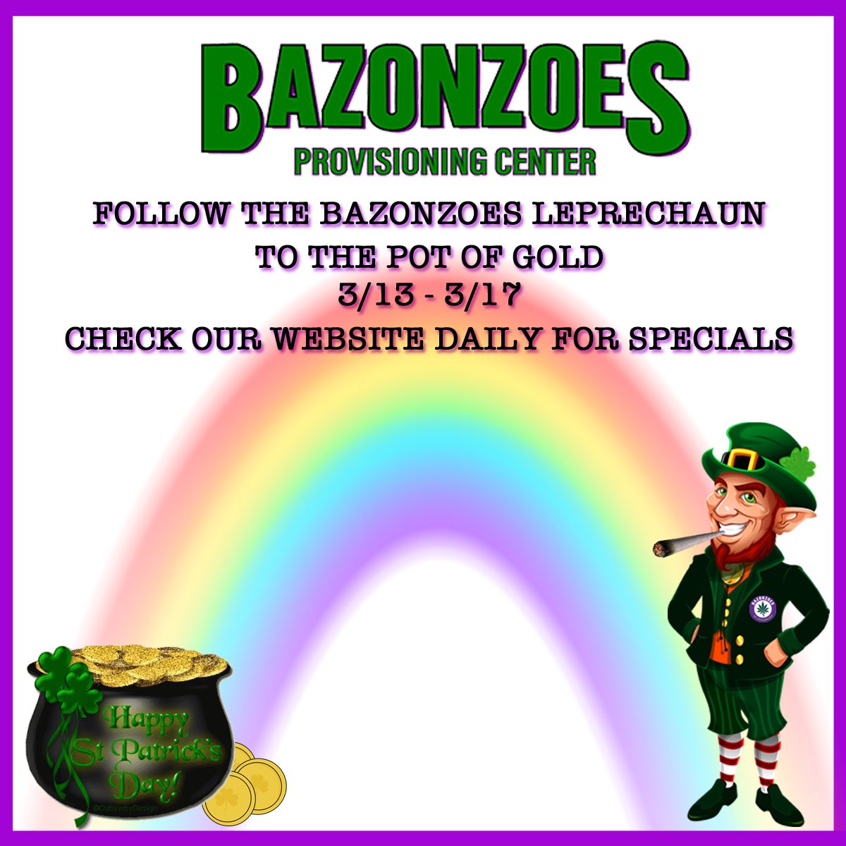 Bazonzoes2's tweet photo. Luck 🍀 is on your side! Save some GREEN all week long! Check our website daily. https://t.co/zfZe8V7Ymz https://t.co/UO3FYvGOSK