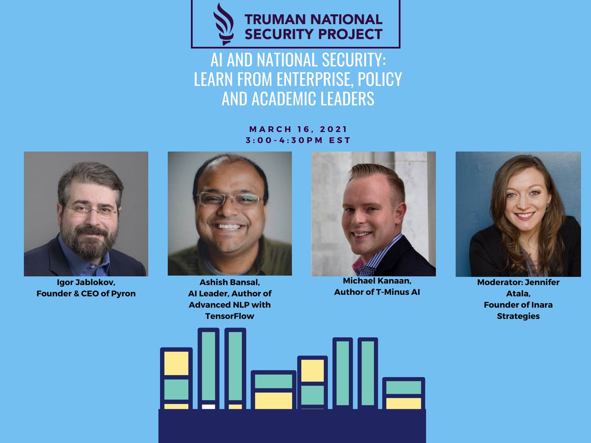 pryon's tweet photo. Join @TrumanProject and AI pioneers @ijablokov, @ash_bans, @MichaelJKanaan, and @JenniferAtala on Tuesday, March 16th at 3:00 PM ET to explore the intersection of #AI and national security: https://t.co/vrvNB4sLoj #TruNC https://t.co/Jx5uK0Ekf0