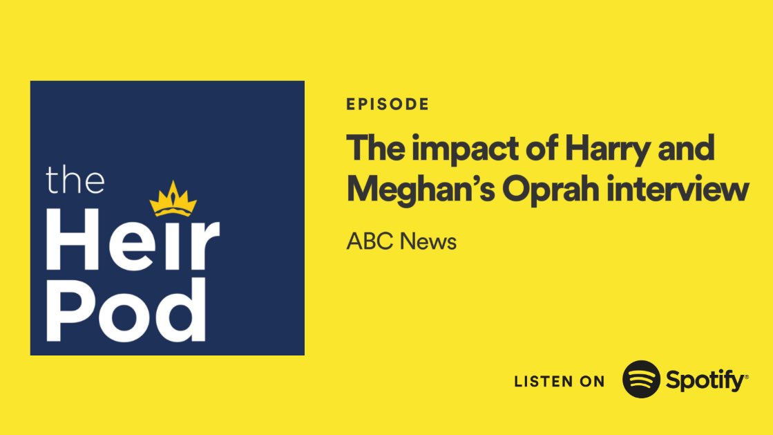 scobie's tweet photo. On #TheHeirPod with @Scobie + @MaggieRulli:

—The world reacts to the Sussexes’ Oprah special
—Constitutional crisis? Royals respond to racism claims
—How Meghan’s mental health story could help others

With guests Dr. @SholaMos1 and #BryonyGordon.

LISTEN https://t.co/QMutUExDoX https://t.co/QgV1OikfGH