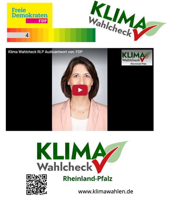KlimaRlp's tweet photo. Jeden Tag eine Partei! Heute: Die FDP mit 4 von 16 möglichen Punkten in unserem Klima-Wahlcheck RLP. Die Audio-Antworten der Spitzenkandidatin gibt es hier: https://t.co/eIsny1fR7E
Das Wahlprogramm hier: https://t.co/qJrTrjmPF8
#ltwrlp21 #klimawahl https://t.co/UTwUcScyQB