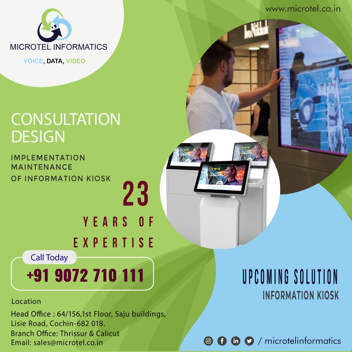 Microtelkochi's tweet image. Catering to the growing demand for self-service, Microtel Informatics provides interactive information kiosks,  which helps users with the ultimate event or consumer experience.
#microtelinformatics #informationkiosk #kiosk #kerala