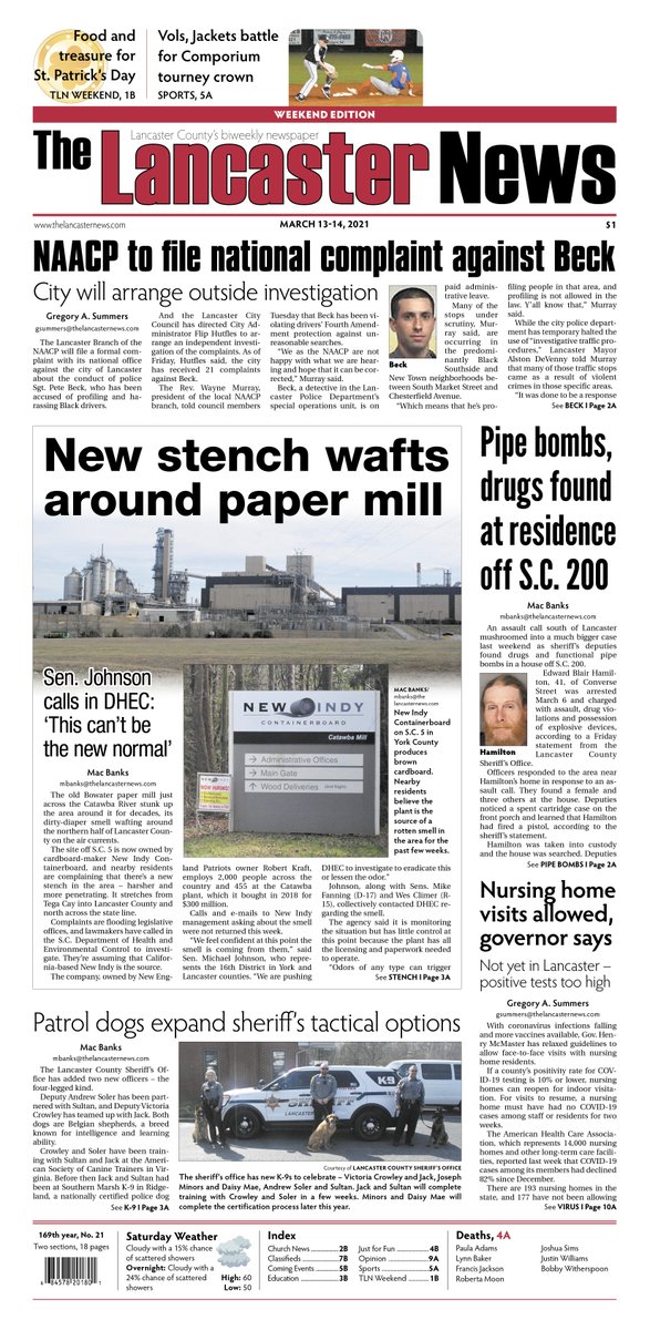 This weekend's front page