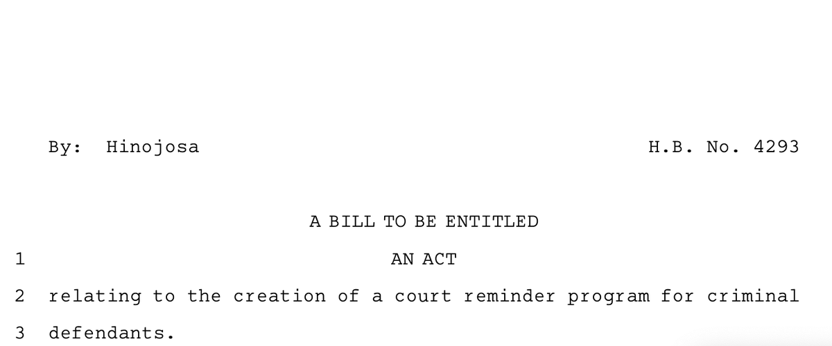 NickCHudson's tweet photo. Thanks to @GinaForAustin for filing #HB4293, smart legislation that would cut costs to counties and help hundreds of thousands of Texans avoid Failure to Appear warrants through simple court text message reminders. #txlege https://t.co/L8xe6D8MRD