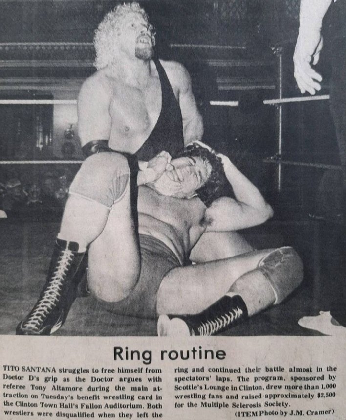 ThrillVictory's tweet image. Dr. D David Schultz and Tito Santana in a match with Tony Altamore as referee at a benefit show for Multiple Sclerosis in Clinton, Massachusetts in the 1980's. #DrD #DavidSchultz #DrDDavidSchultz #TitoSantana #TonyAltamore #wrestling #1980s