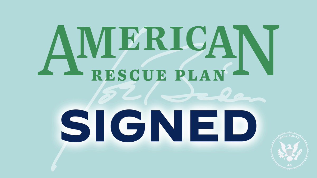 joessoulsquad's tweet photo. The #AmericanRescuePlan has been passed by Congress and signed by @POTUS. Help is here, folks! https://t.co/UnnHS6t5YM