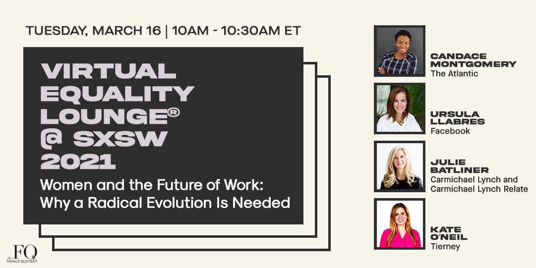 Join us in the #EqualityLounge at #SXSW on how to plan for the future of work with women at the forefront and why a radical evolution is needed: bit.ly/3vtVKwO
<a href="/SXSW/">SXSW</a> <a href="/TheAtlantic/">The Atlantic</a> @ullabres <a href="/Facebook/">Facebook</a> <a href="/juliebatliner/">Julie Batliner</a> <a href="/carmichaellynch/">Carmichael Lynch</a> <a href="/clrelate/">CLRelate</a> <a href="/kcartmellmartin/">Kate O'Neil</a> @hellotierney