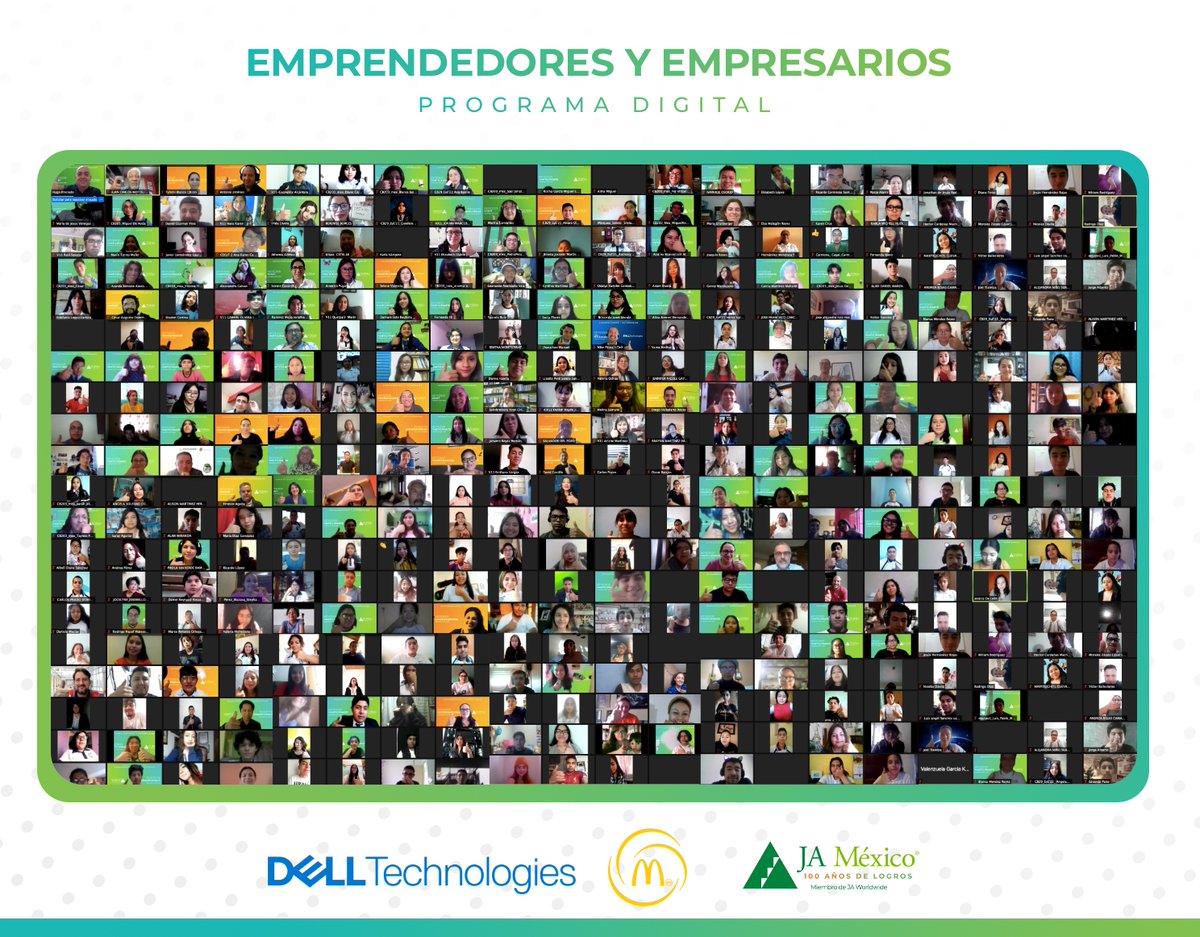 JAMexico_org's tweet photo. Estamos muy contentos de que una nueva generación de jóvenes inicia esta gran experiencia llena de aprendizaje y empoderamiento con el programa Emprendedores y Empresarios🇲🇽💼👨🏻‍💻👩🏻‍💼

Gracias @Dell y @McDonaldsMexico #ArcosDorados por hacer posible la edición de #EYE2021 🤩 https://t.co/7XessH0hdA