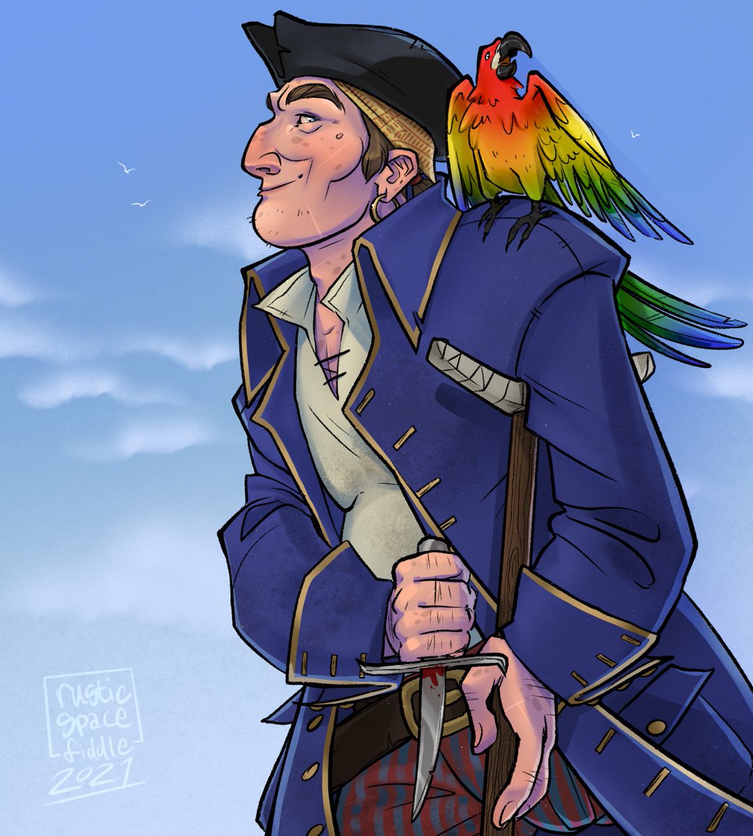 RustyFiddle's tweet image. Mr. John Silver: husband of Mrs. Silver, friendly pirate, will shank you for treasure. #art #treasureisland #Procreate