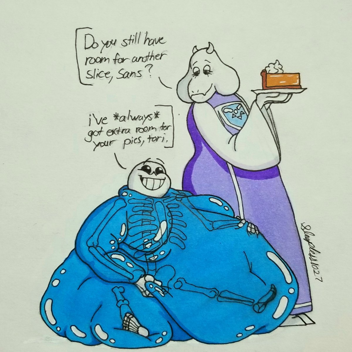 Sleepless1027C's tweet photo. So I heard it was Soriel day recently. Love makes you fat. #fat #ssbhm #fatsans #chub #superchub #weightgain #maleweightgain https://t.co/idIjb9u4lW