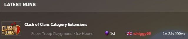 whiggy69's tweet photo. Told you I would try!
#1 WR 🏆⏱️ 🥳
Speedrun Clash of Clans Super Troop Playground
Ice Hound 1m 25s 400ms
https://t.co/eoORRL1ASY
#CoC​ #ClashOfClans  #WorldRecord​ #WR #speedrun https://t.co/J0306Bz4MI