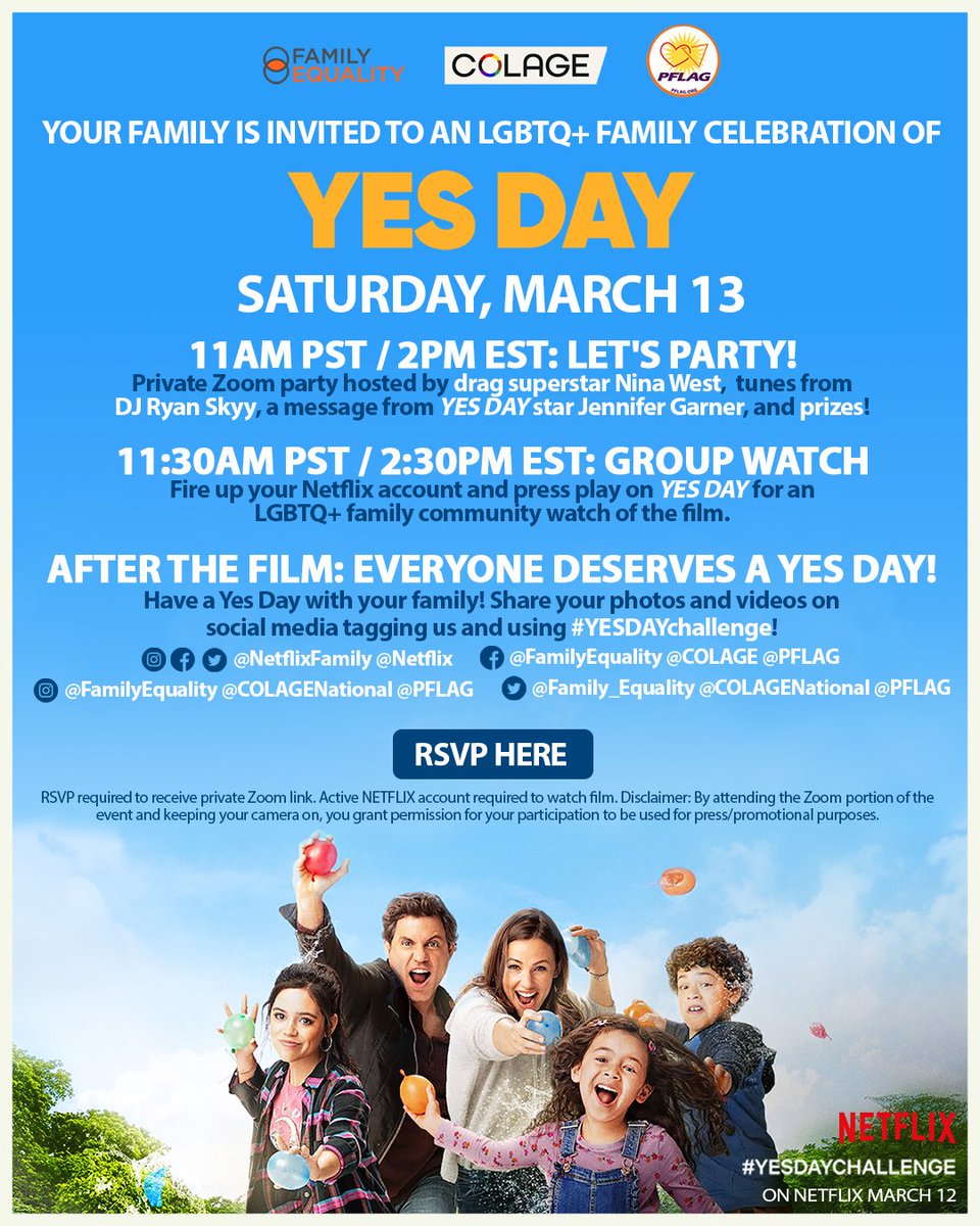 PFLAGLC's tweet image. Sign up for Netflix's Yes Day LGBTQ+ Family Celebration! docs.google.com/forms/d/e/1FAI…