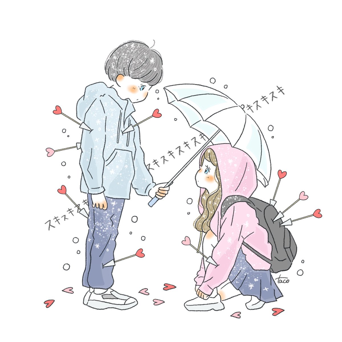 Tacomaru イラスト A Twitter 雨やばい どしゃ降り びしょびしょ 土砂降り びしょ濡れ 絵描きさんと繋がりたい イラスト好きな人と繋がりたい イラスト