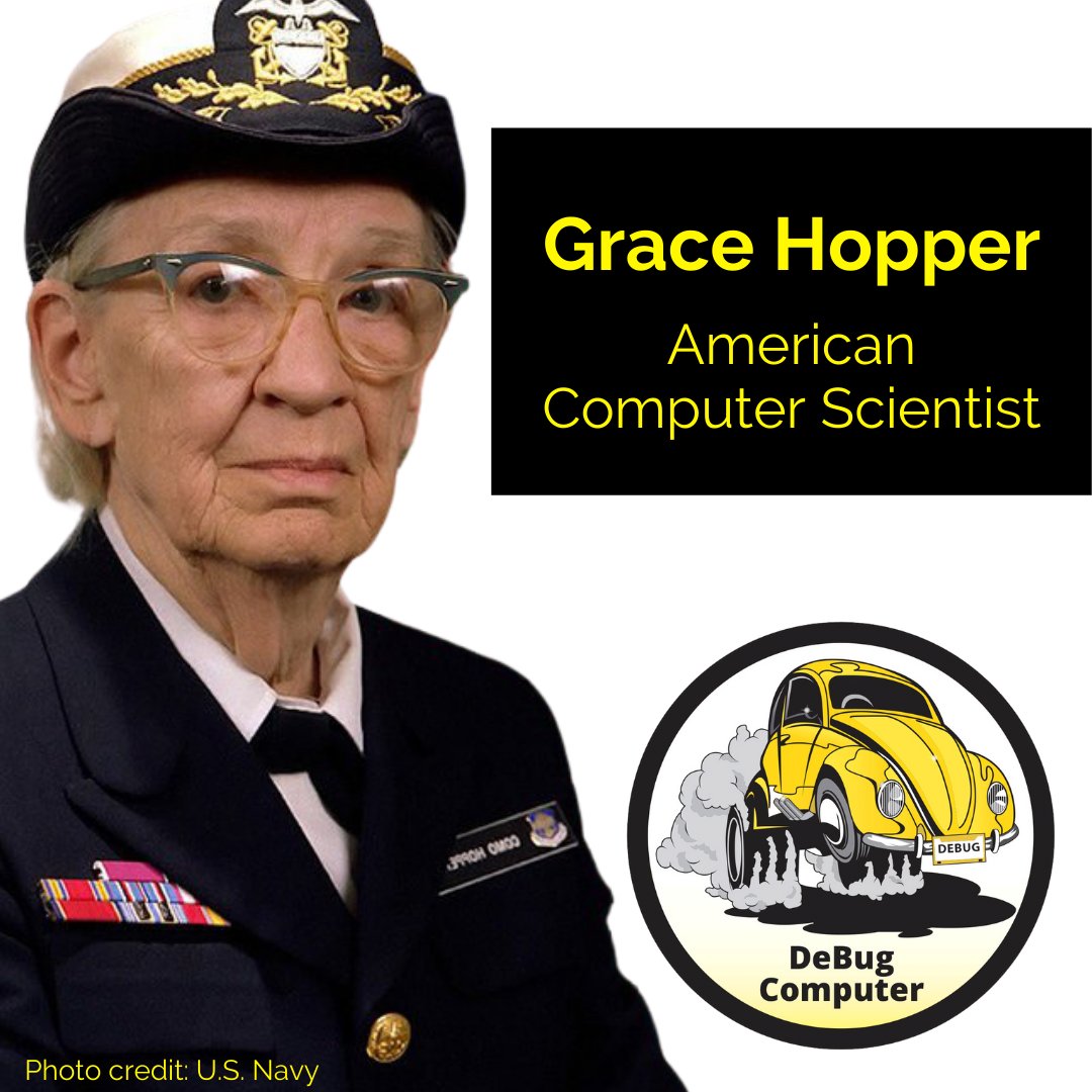 debugcomputer's tweet image. Grace Hopper, American Computer Scientist, is a role model for women in tech everywhere. As head programmer for Remington Rand, she worked on the UNIVAC I (the first commercially produced digital computer in the U.S.). 
Innovator and American hero? ✔️
#WomensHistoryMonth