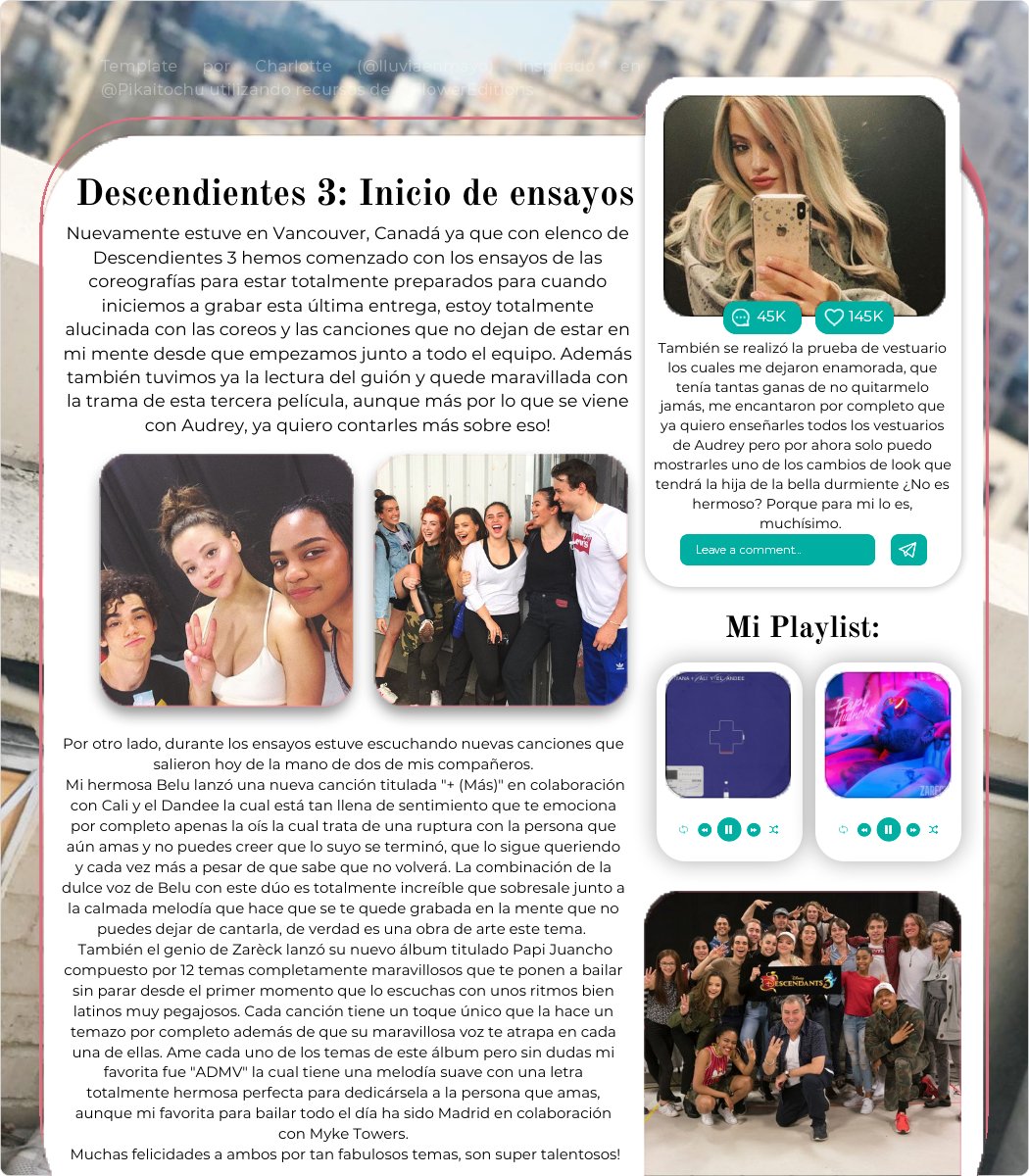 blueflowxrs's tweet photo. [💃] . . . #Descendants3RP #MasAxCyD #PapiJuanchowithZ

Ya han dado inicio los ensayos de las coreografías y demás cosas de la tercera y ultima entrega de Descendientes por lo cual aquí les cuento cuán emocionada estoy y además de mis nuevas recomendaciones musicales.🤍 https://t.co/PLT9gIRPfh
