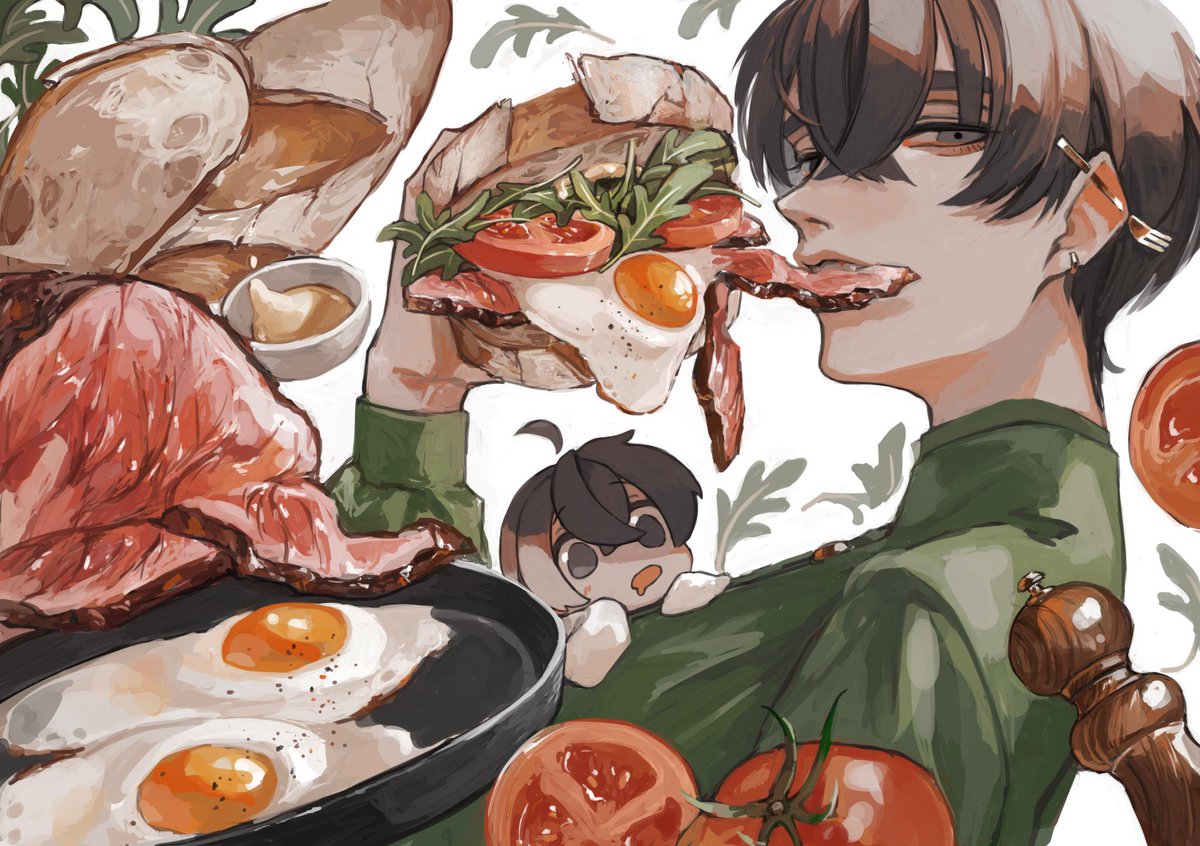 fried egg egg (food) food food focus tomato holding multiple boys  illustration images