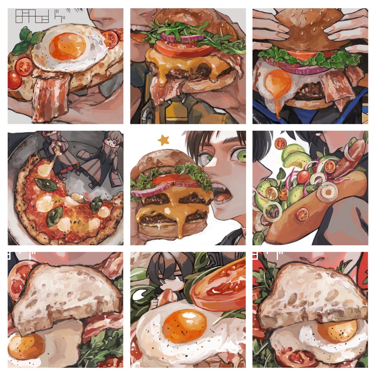 fried egg egg (food) food food focus tomato holding multiple boys  illustration images