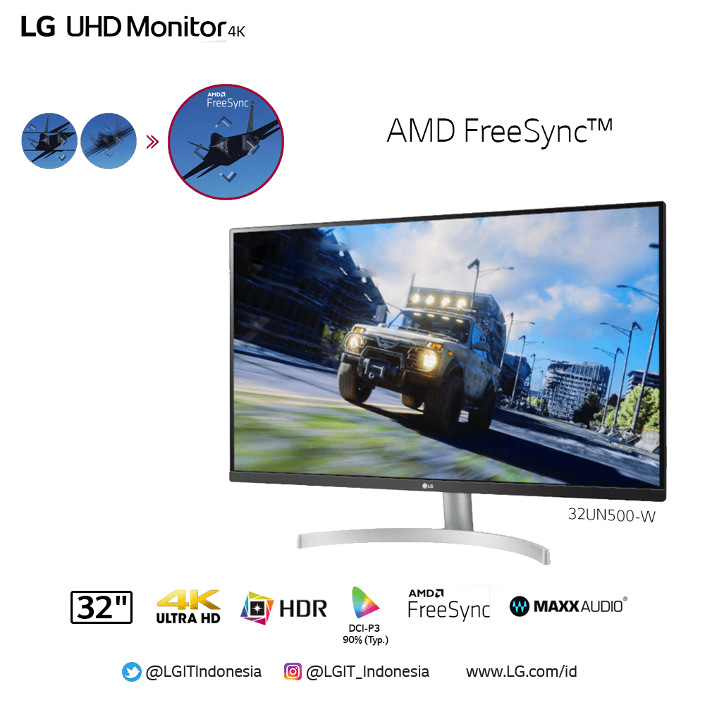 lgeindonesia's tweet photo. #LGUltrafine #4KMonitor #32UN500 dilengkapi fitur AMD FreeSync™ memberikan pergerakan game yang mulus dan lancar pada game beresolusi tinggi dan bertempo cepat. Fitur ini sekaligus mengurangi layar tersendat sehingga membantu kamu untuk menang di setiap permainan.
#LG4KMonitor https://t.co/Sc86CeYQ0e