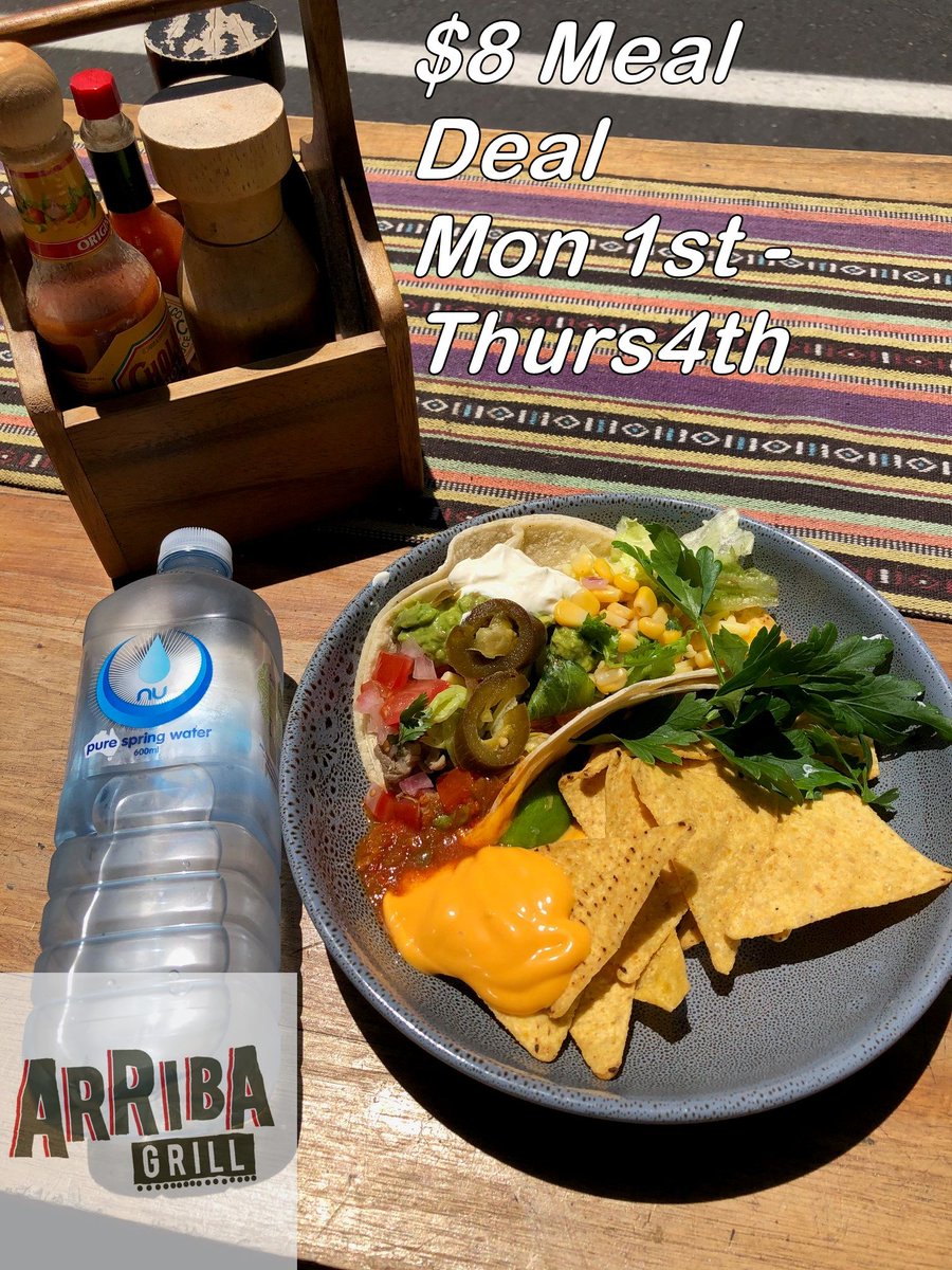 $8 Meal Deal - Taco / Corn chips with Nachos cheese / Water - YUM Arriba GRill - 78 Prospect Rd Prospect - show this to redeem