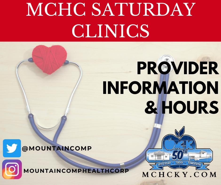 Most of our clinics are open on Saturdays!! If you need any information about our clinic locations or providers, visit: mchcky.com/locations-2 

TeleHeath is also available!
606-633-6067
606-573-4873